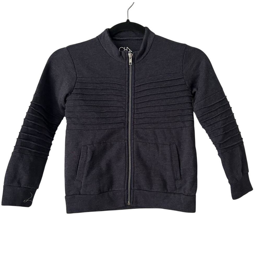 NWT Chaser Boys Heather Gray Long Sleeve Zip up Mock Neck Fleece Jacket-Size 6